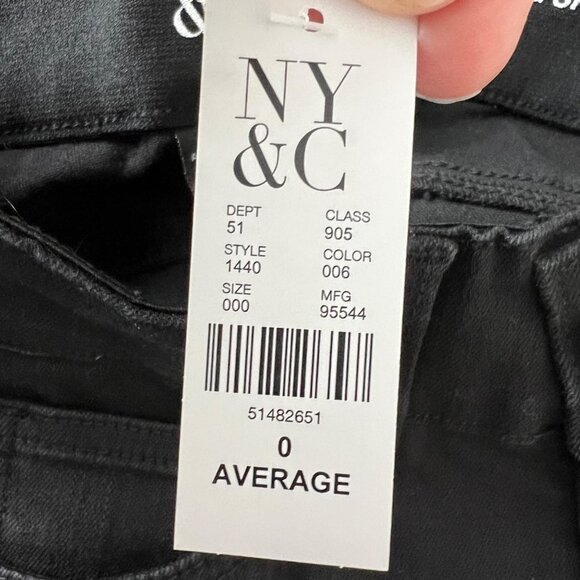 NWT New York & Co Curvy‎ Sculpting Stretch Skinny Jeans Black Distressed Size 0 - Picture 2 of 10